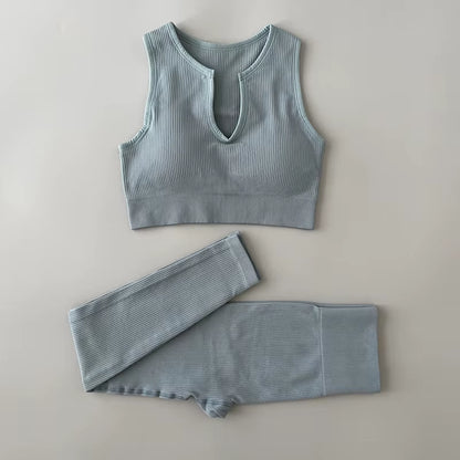 2/3Pcs Seamless Yoga Clothing Set Workout Sportswear Gym Clothing High Waist Leggings Crop Top Knitted Sports Outfit for Woman